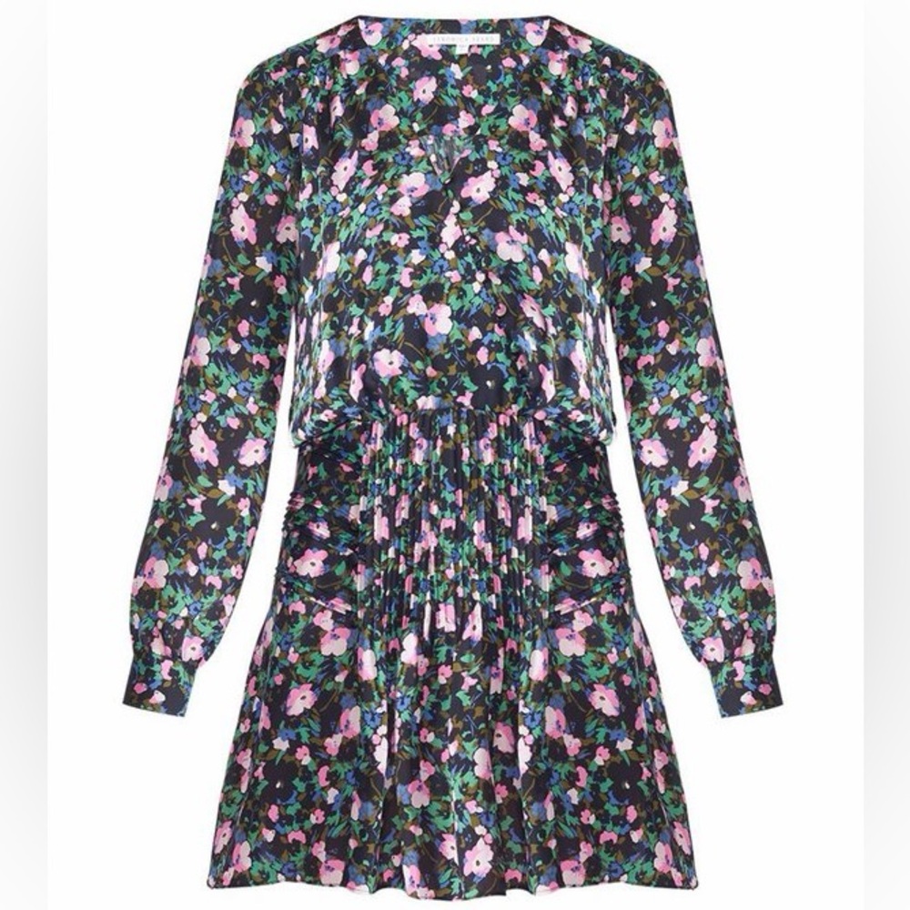 Veronica Beard Naomi Pintuck Multicolor Floral Dress